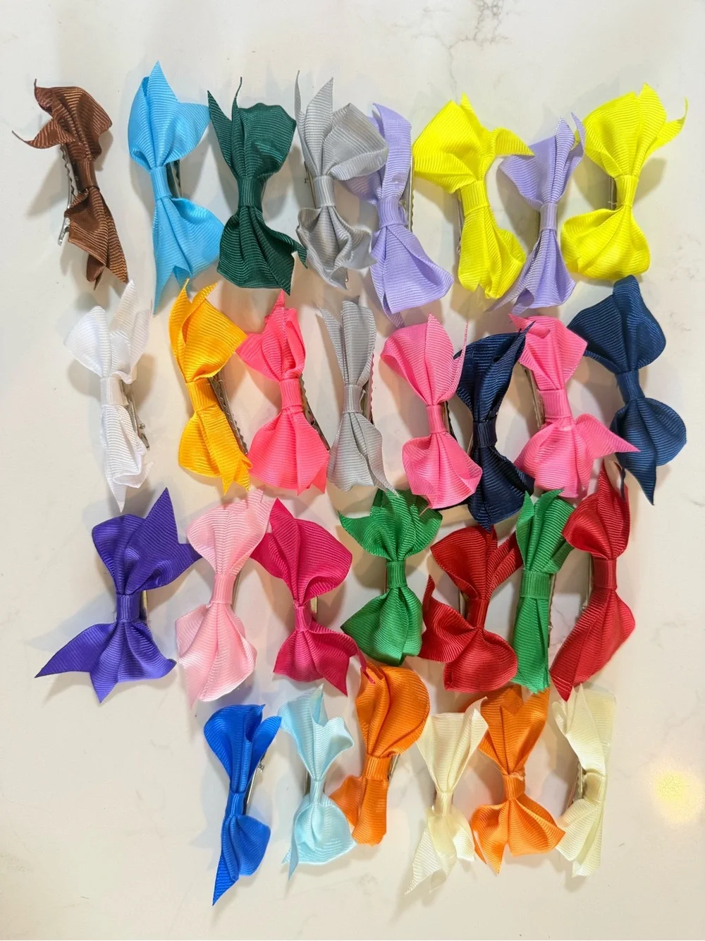 Assorted Kids Ribbon Hair Bows - Multi Color Pack